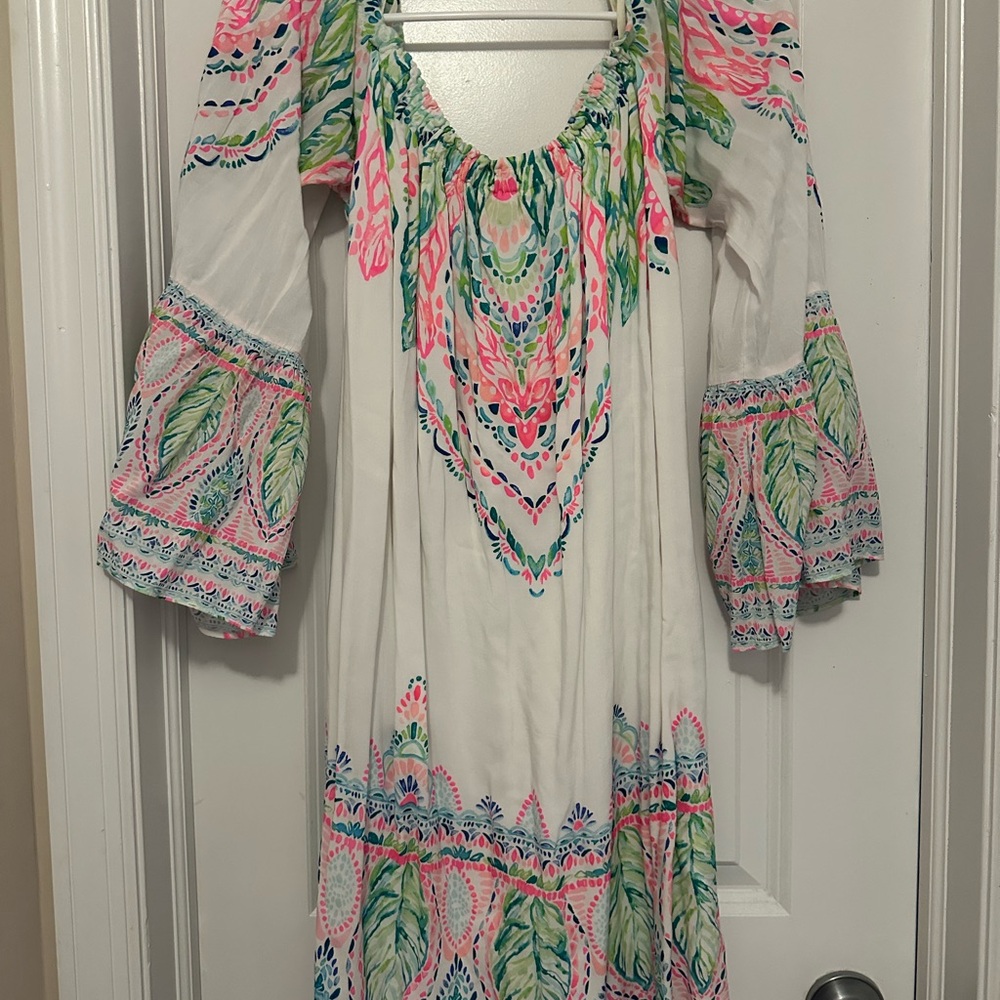 Lilly Pulitzer White and Pink Long Sleeve Dress